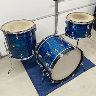 Vintage 1960s Slingerland 13/16/20 Drum Set in Blue Agate image 2