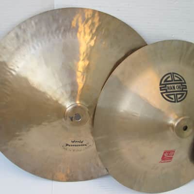 WUHAN CHINA CYMBALS x 3 (18”, 16”, 12”) - 1 CRACKED, 2 ARE GOOD. HAN CHI WORLD PERCUSSION CHINESE READ image 3