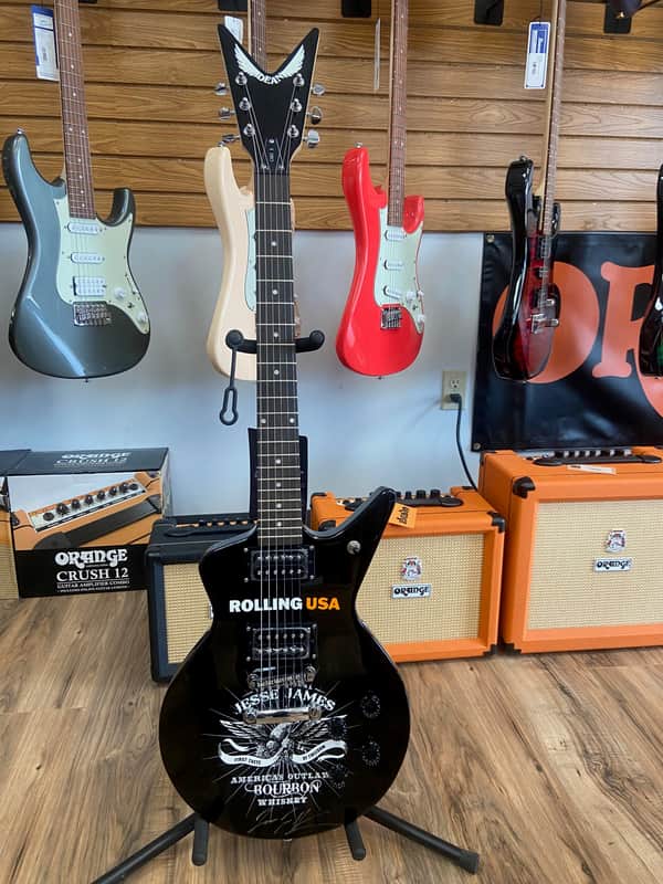 Dean Cadillac X Jesse James Outlaw Whiskey Guitar autographed 2024 - Black image 1