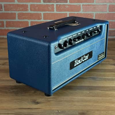 Bad Cat Custom MOD Shop Black Cat 30-watt Electric Guitar Amp Head - Custom Navy Blue Tolex (with Gold Piping) image 5