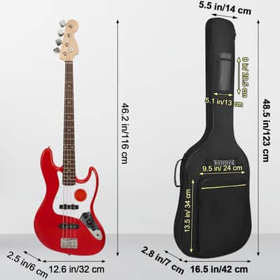 Bass Guitar Case 7mm Padding Waterproof Bass Guitar Gig Bag, Electric Bass Guitar Bag Backpack with Neck Strap and Pockets, Black image 2