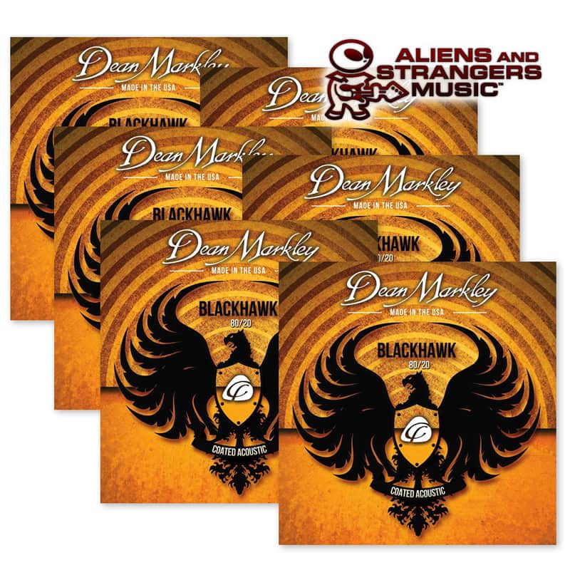 6 Sets! Dean Markley 8019 Blackhawk™ 80/20 Coated Light Acoustic Strings — 11-52 image 1