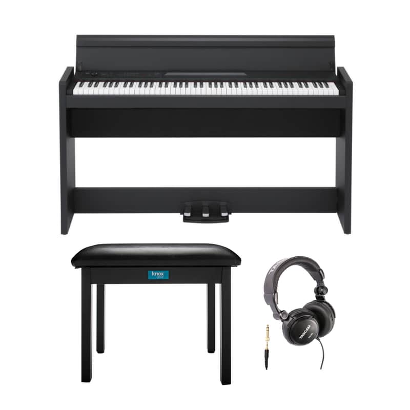 Korg LP-380 U 88-Key Digital Piano (Black) with Flip-Top Bench and Headphones image 1