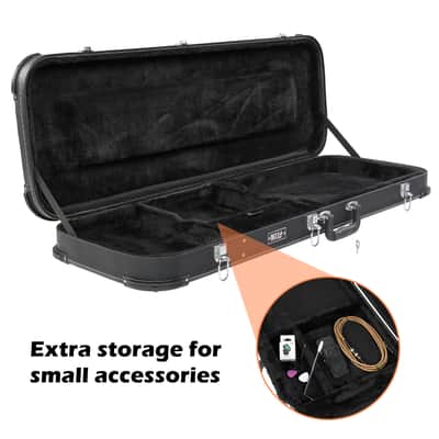 Electric Guitar Hard Case – Wooden Core, Leather Exterior, Plush Interior, Lockable Protection Case for Strat/Tele Style Guitars (Black) image 11
