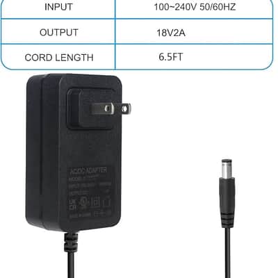 18V Power Adapter Compatible with MXR M237 M238 M239 M 237 238 239 Mini Iso-Brick MXRM237 MXRM238 Dunlop DC Brick Multi DCB-10 DCB10 Guitar Pedal, 18VDC 2A mxr Power Supply image 2