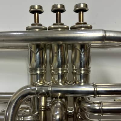 Circa 1920 Brua C. Keefer Silver-Plated Bb/A Rotary-Change Cornet with Case & Slides image 11