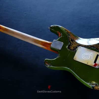 Fender Stratocaster Olive Green /Sunburst Heavy Aged Relic by East Gloves Customs image 12