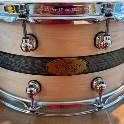 Pearl Music City Custom Craftsman Select Solid Maple Snare Drum - 6.5 inches x 14 inches  Natural with Bourbon Barrel In image 1