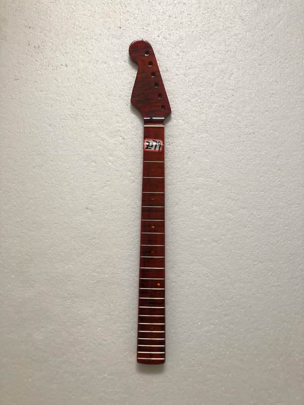 Left Handed Glossy Tiger Maple Guitar Strat Style Neck image 1