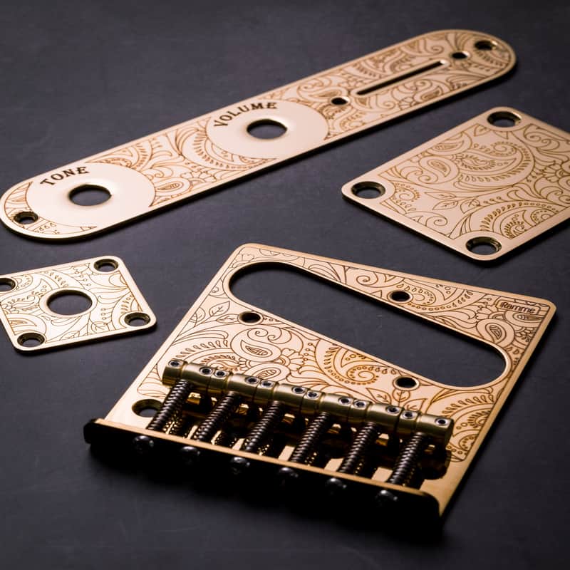 TL Paisley Hardware Kit (Tele/Telecaster Bridge & Plates / Engraved) image 1