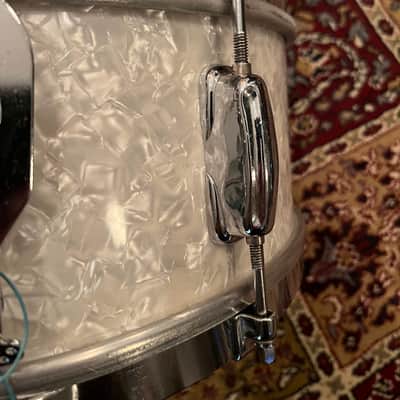 Slingerland Deluxe Student Model Snare (1956-59) 5.5x14"  (White Marine Pearl) image 8