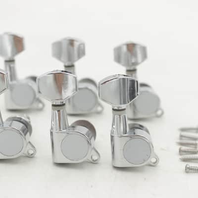 6 in Line Chrome Strat-Style Guitar Tuner Tuning Peg Set w/ Screws image 5