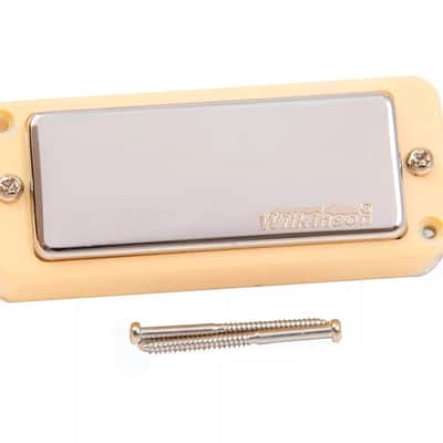 Wilkinson WMHR Mini Humbucker – Alnico V Magnet, Chrome Pickup w/ Black P90 Ring (Neck or Bridge) - Cream image 1