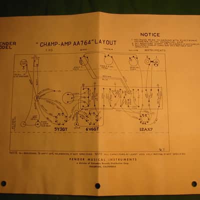 1969 Fender  Champ  AA764  Schematic  All Black-Silver face image 3