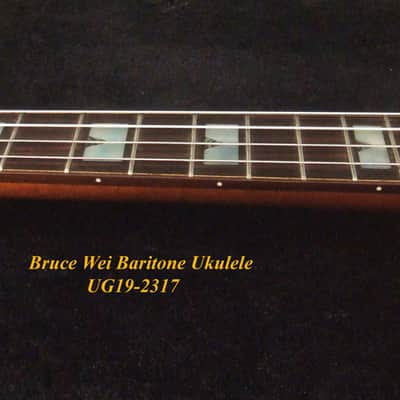 Handcrafted Baritone Ukulele, Solid Indian Rosewood, Spruce 4 String, MOP Inlay, Bruce Wei UG19-2317 image 2