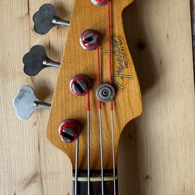 1963 Fender Precision Bass Guitar Fiesta Red image 8