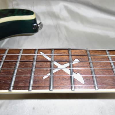 Washburn X-50 Q -Guitars4cancer- Neck-thru body, Quilted Maple Top, Trans Blue, Bound, Buzz Felten image 11