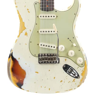 Fender Custom Shop 1960 Stratocaster Olympic White over 3 Color Sunburst Heavy Relic 2022 Bild 5