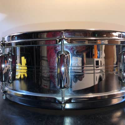 Slingerland - Chrome Over Brass Sound King Snare Drum image 4