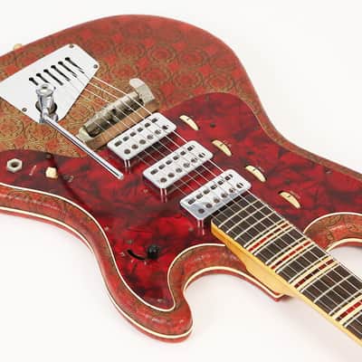 1964 Hofner Galaxy 176 Electric Guitar - Super Rare Red & Gold Vinyl Body with 3 Staple Pickups! image 4