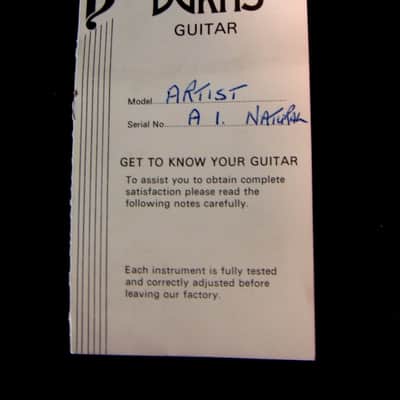 BURNS ARTIST 1977 Natural Finish. SN: A1. The FIRST ONE. UBER RARE. HIGHLY COLLECTIBLE. image 23