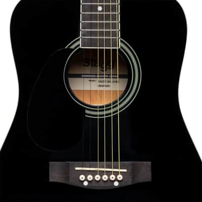 STAGG 3/4 Black Dreadnought Acoustic Guitar With Basswood Top Left-handed Model image 4