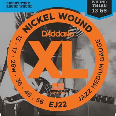 D'Addario EJ22 Nickel Wound Electric Guitar Strings, Jazz Medium, 13-56