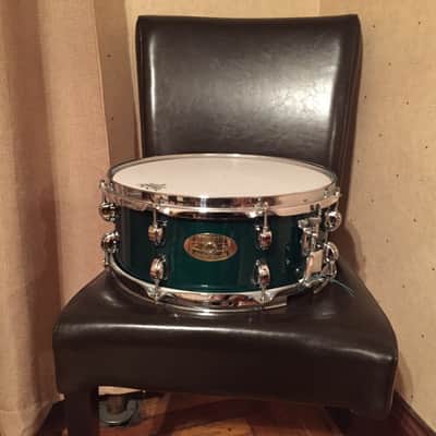 Premier Artist Maple Snare Drum 1990's Beautiful Green Stain image 4