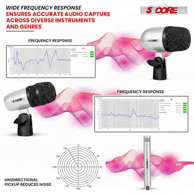 5 Core Conga Mic Snare Tom Set Professional XLR Cardioid Unidirectional Instrument Microphone Kit image 6