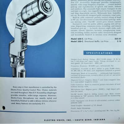 Vintage RARE 1940's Electro-Voice 635 / 630 Omnidirectional Dynamic Microphone Dual Z # 2 image 2