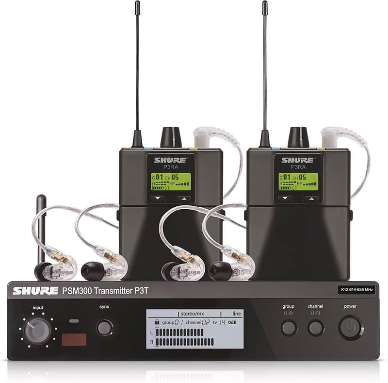 Shure PSM300 P3TRA215TWP Pro Wireless in-Ear Personal Monitor System with SE215-CL Earphones, Twinpack - H20 Band image 1
