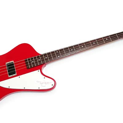BURNY TB-70 Thunderbird Active Bass Japan circa 1987 in Fire Red with FGI Pickups image 4