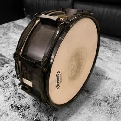Pork Pie 5x12 inch Maple Snare in Transparent Black Finish & Black Chrome Hardware (2004) image 11