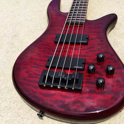 Spector Q5 Pro 5 String Bass guitar active preamp EMG quilt maple GORGEOUS quilt maple top image 2