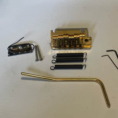 2004 Era Fender USA American Deluxe Stratocaster 2 Post Gold Tremolo Bridge & Arm image 1