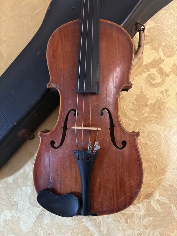Hopf Antique Flat-Bridge Fiddle 19th Century 4/4 Violin with Case image 1