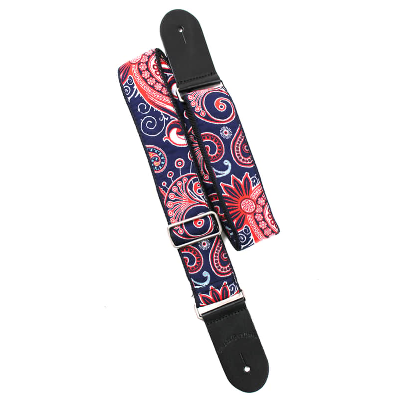 Walker And Williams JK-02 Vintage Modern Red, White & Blue Paisley Design With Chrome Hardware image 1