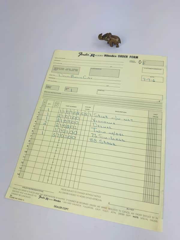 Fender Rhodes Dealer Order Form — September 9, 1976 image 1