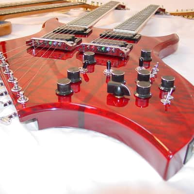 B.C. Rich Custom Shop Handmade Bich Doubleneck Guitar Trans Red image 6