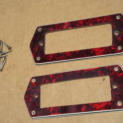 Vintage 1960s Teisco Kay Aria Univox Domino Tortoise Shell Guitar Pickup Rings With Mounting Screws image 2