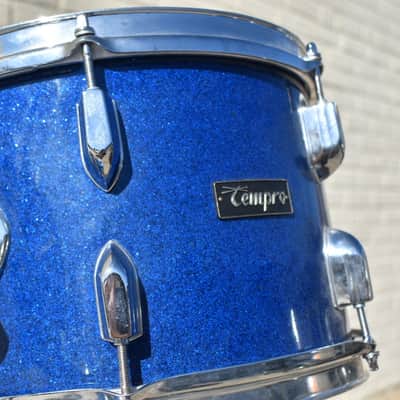 Vintage Pearl Kit "Tempro"  Drum Set with Snare in Blue Sparkle 20, 14, 12, 16 image 4