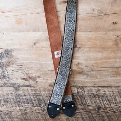 Vintage Gold 60s/70s Hippie Guitar Strap / Real Suede Backing / Handmade in the UK image 2