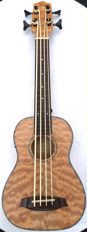 Smiger UBS-03 Acoustic Electric fretless Ukulele Baritone Bass Guitarlele - Quilted Ash image 1