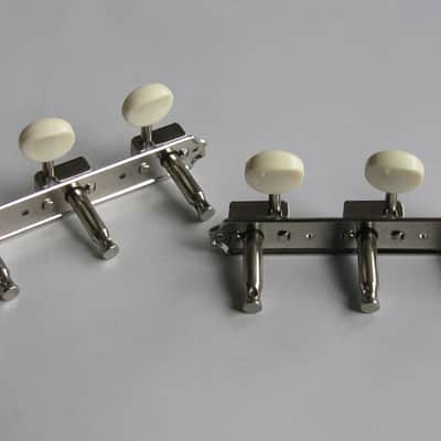 Nickel Vintage-Style 3×3 Guitar Tuners, 3-on-Plate | Ivory Buttons, 15:1 Ratio – LP / SG Junior Style image 2