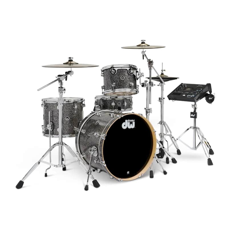 DW DWe 4pc Complete Electronic/Acoustic Drum Set w/Roland V71 Black Galaxy Bild 1