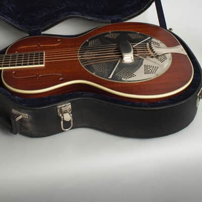 National  El Trovador Baritone Resophonic Electric Guitar (2009), ser. #15563, original black hard shell case. image 12