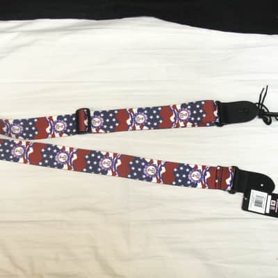Perri's 2" Polyester 4th of July Guitar Strap Leather ends JULY 4 Inependence Day Patriotic image 5