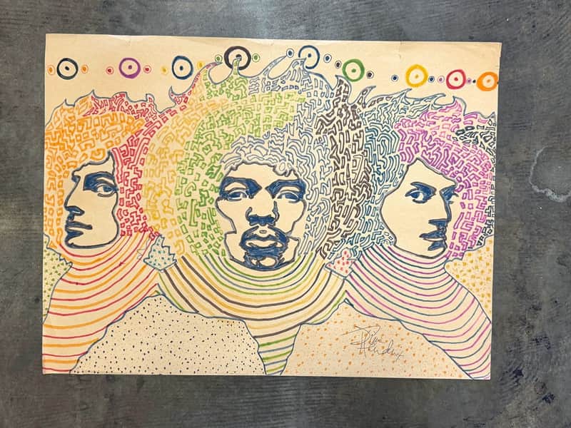 JIMI HENDRIX SIGNED ARTWORK !! 1960's Dwight Russ Artwork image 1