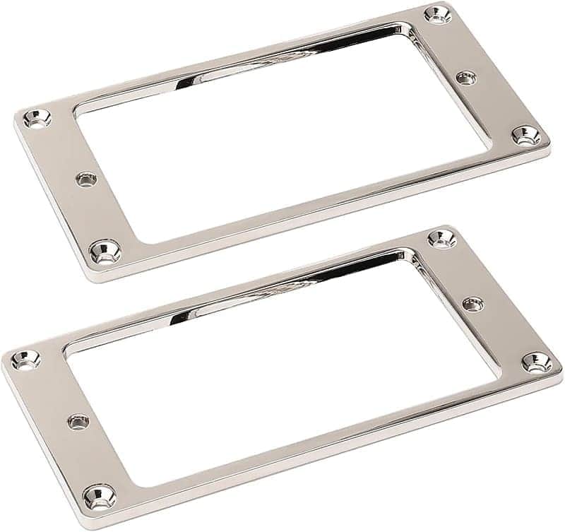 Metal Flat Electric Guitar Humbucker Pickup Ring, Frame Mounting Ring, Bridge Neck Pickups Cover Frame Replacement Part, Pack of 2 (chorme) image 1
