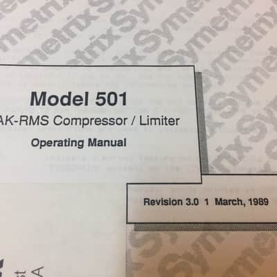 Symetrix 501 - Original Printed Owners Manual / Operating Manual image 3